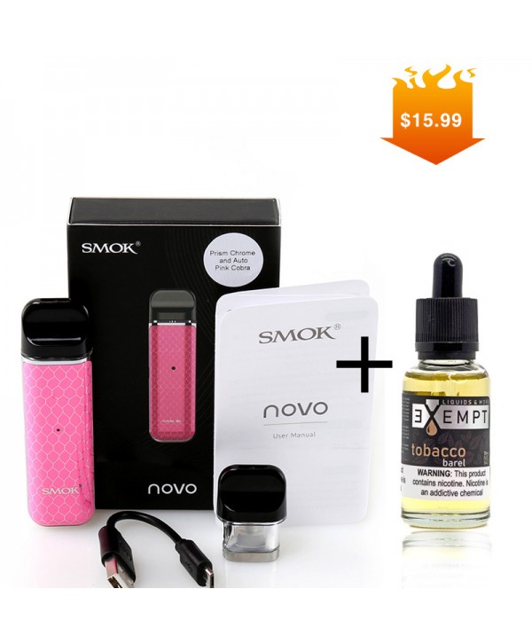 SMOK NOVO Kit 450mAh & EXEMPT Nic Salt Tobacco Barrel 30ml