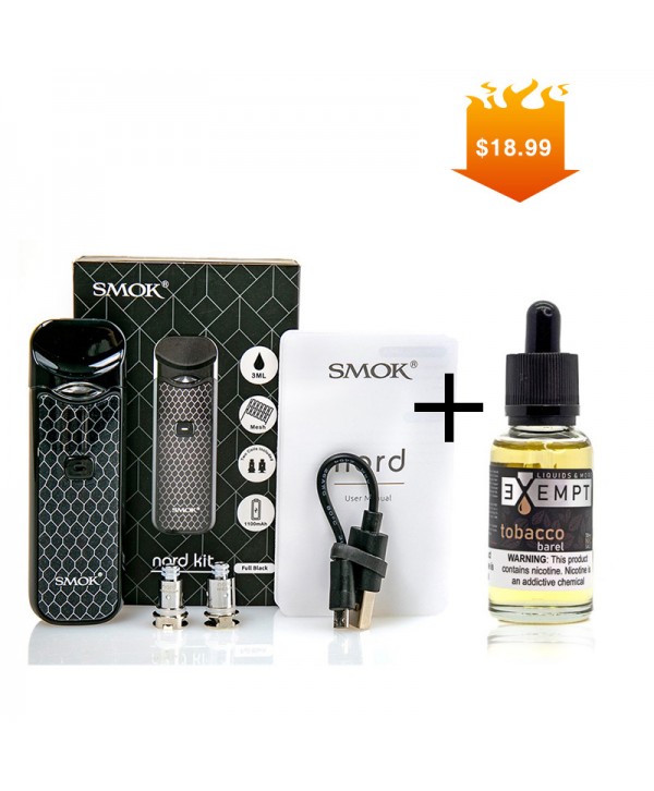 SMOK Nord Kit & EXEMPT Nic Salt Tobacco Barrel 30ml